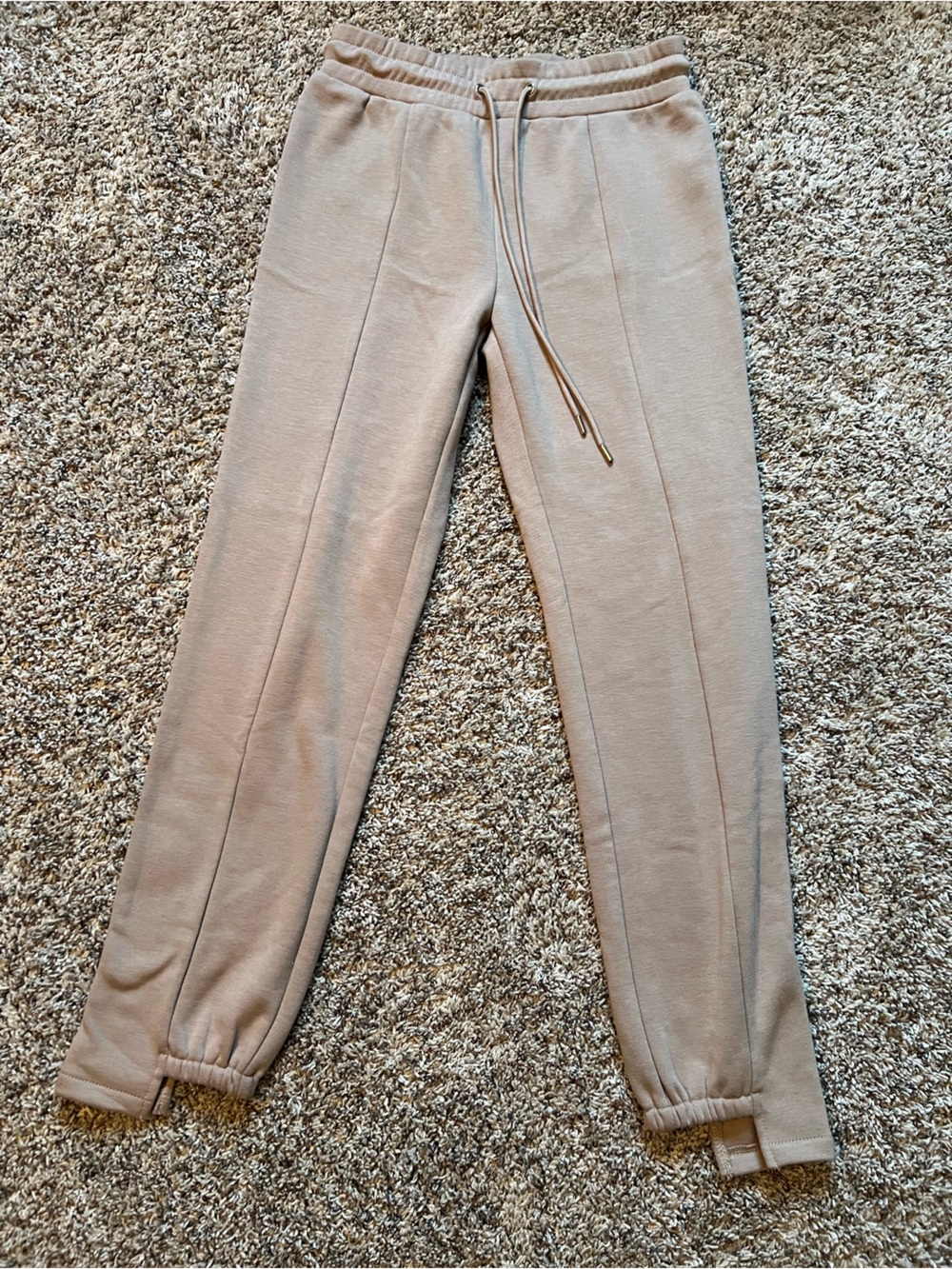 Neutral Beige Knit Jogger Pants